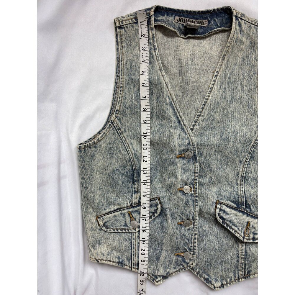 Vintage Jordache Denim Vest Light Acid Wash Size S Biker Retro Western Cotton - Picture 10 of 11
